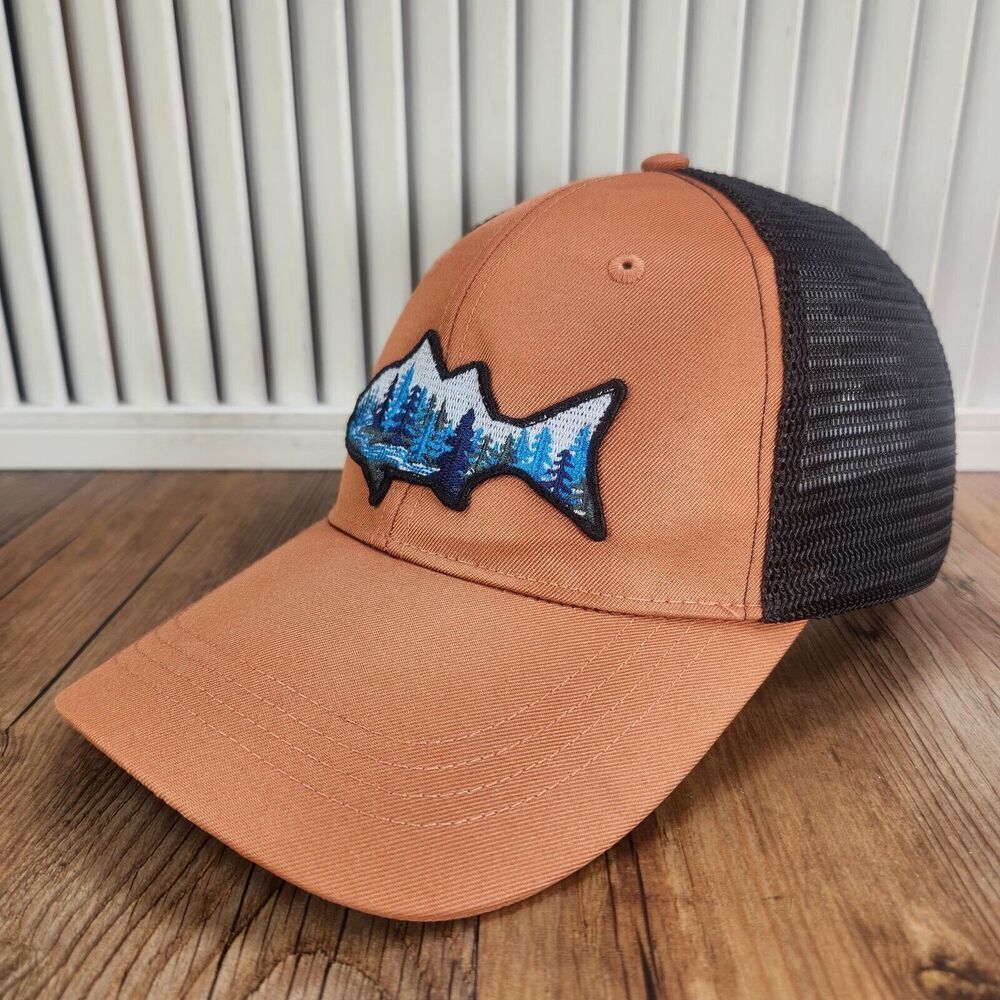 Telluride Clothing Co. Trout Snapback Trucker Hat Cap Brown Mesh Outdoor Fishing